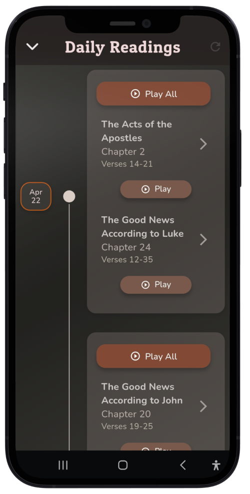Orthodox Bible Online app screenshot showing audio prayers and meditation features